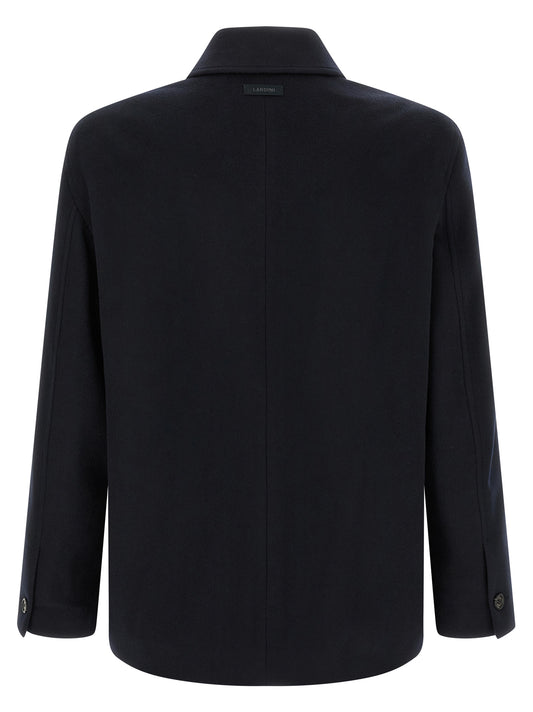 Lardini Blue Cashmere Full-Length Jacket