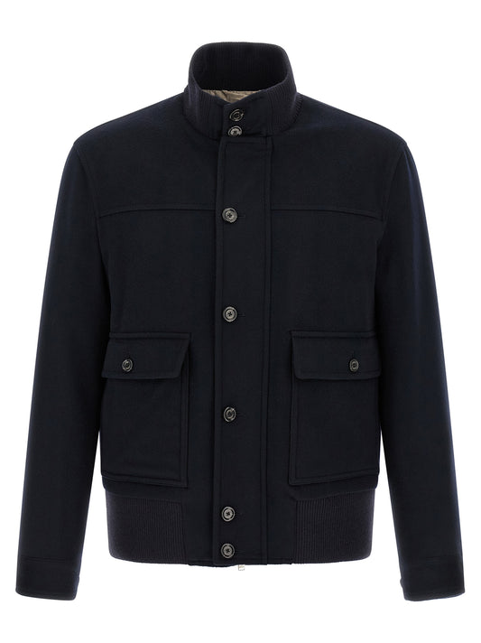 Lardini Blue Virgin Wool Full-Length Jacket