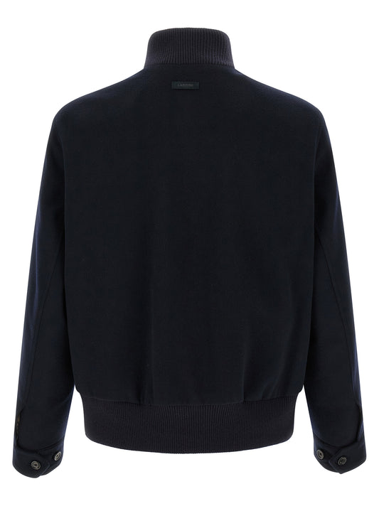 Lardini Blue Virgin Wool Full-Length Jacket