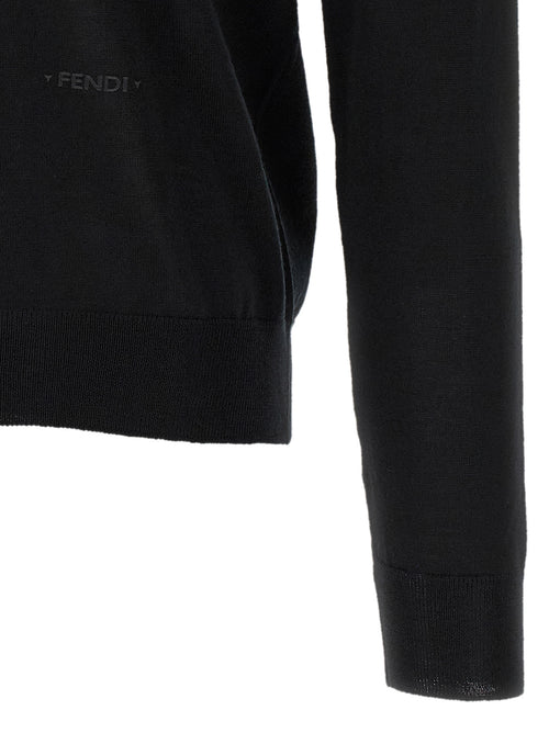 Fendi Black Virgin Wool Cardigan