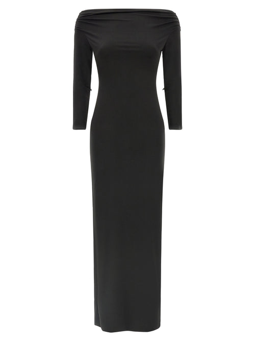 The Andamane Black Polyester Long Dress