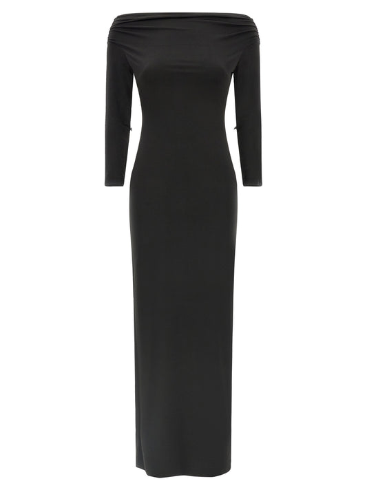 The Andamane Black Polyester Long Dress