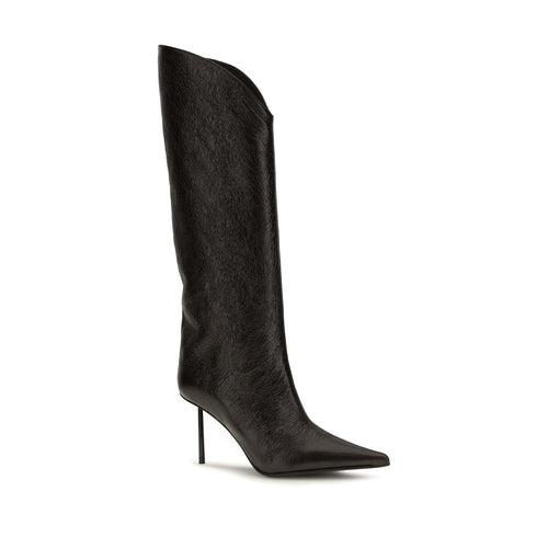 LE SILLA Black Calf Leather Bos Taurus High Heel Boots