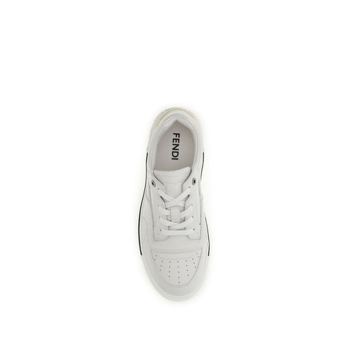 Fendi White Calf Leather Bos Taurus Low Top Sneakers