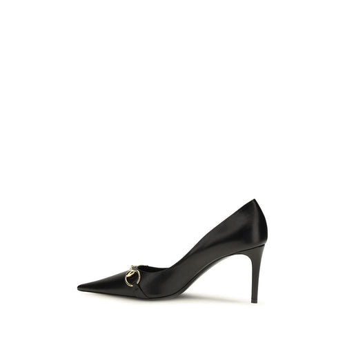 Gucci Black Calf Leather Bos Taurus High Heel Pumps