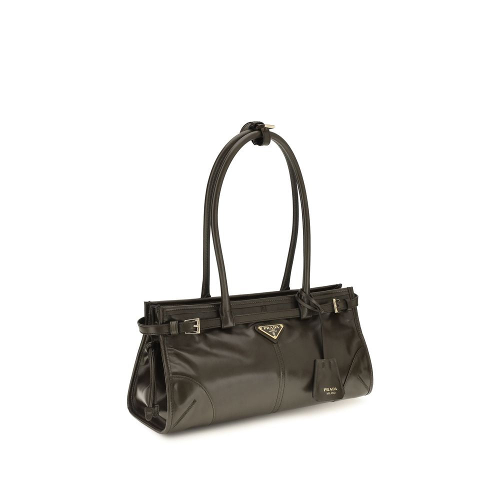 Prada Black Calf Leather Bos Taurus Shoulder Bag