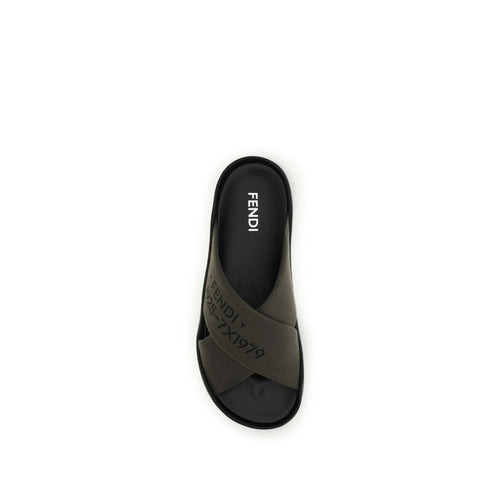 Fendi Bicolor Polyester Flat Sandals