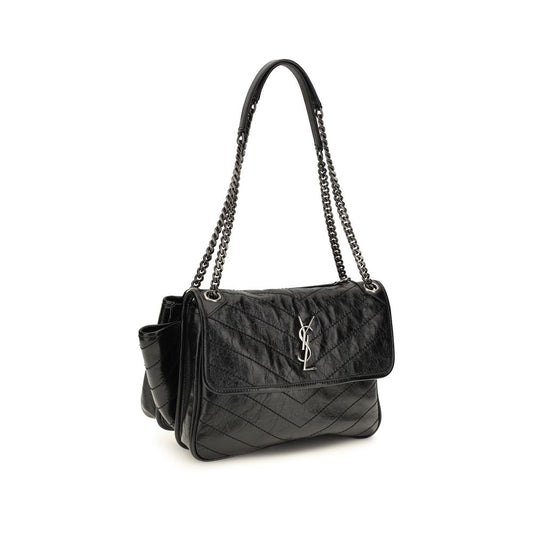 Saint Laurent Black Calf Leather Bos Taurus Shoulder Bag