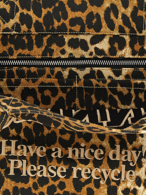 Ganni Brown Recycled Cotton Tote Bag