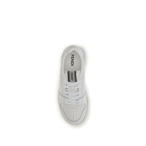 Fendi White Calf Leather Bos Taurus Athletic Sneakers