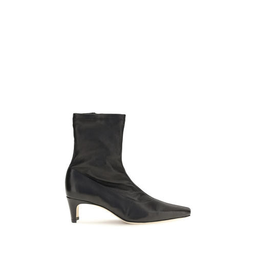 Staud Black Calf Leather Ankle Boots