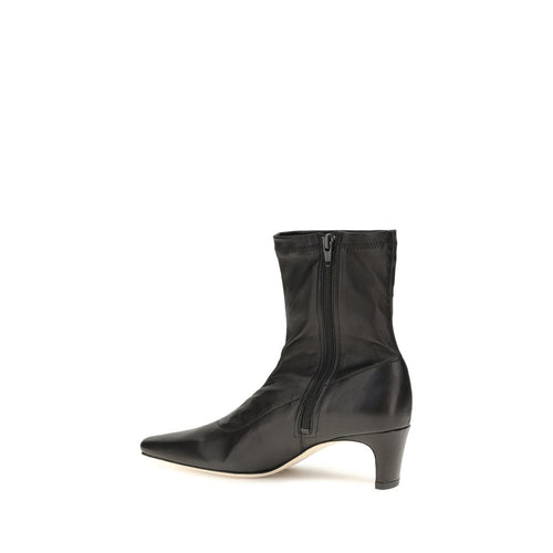 Staud Black Calf Leather Ankle Boots