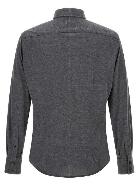 Brunello Cucinelli Gray Silk Blouse