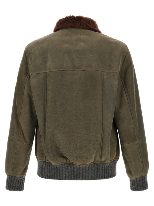 Brunello Cucinelli Bicolor Lamb Leather Leather Jacket
