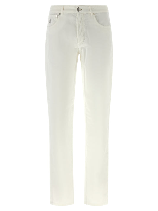 Brunello Cucinelli White Cotton Casual Pants
