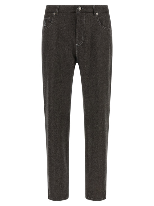 Brunello Cucinelli Gray Virgin Wool Casual Pants