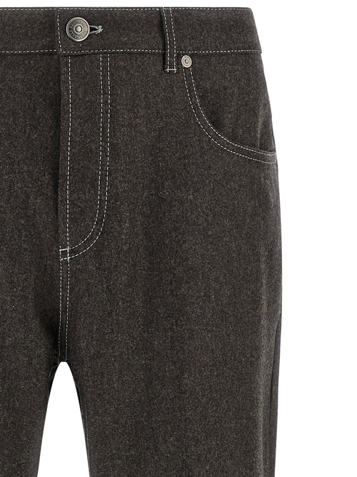 Brunello Cucinelli Gray Virgin Wool Casual Pants