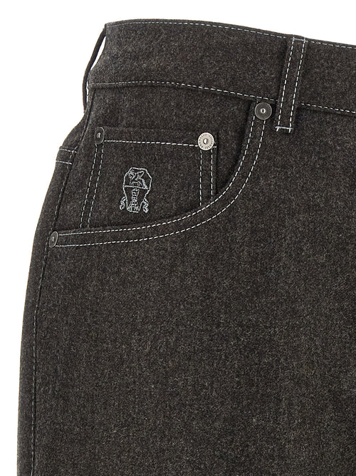 Brunello Cucinelli Gray Virgin Wool Casual Pants