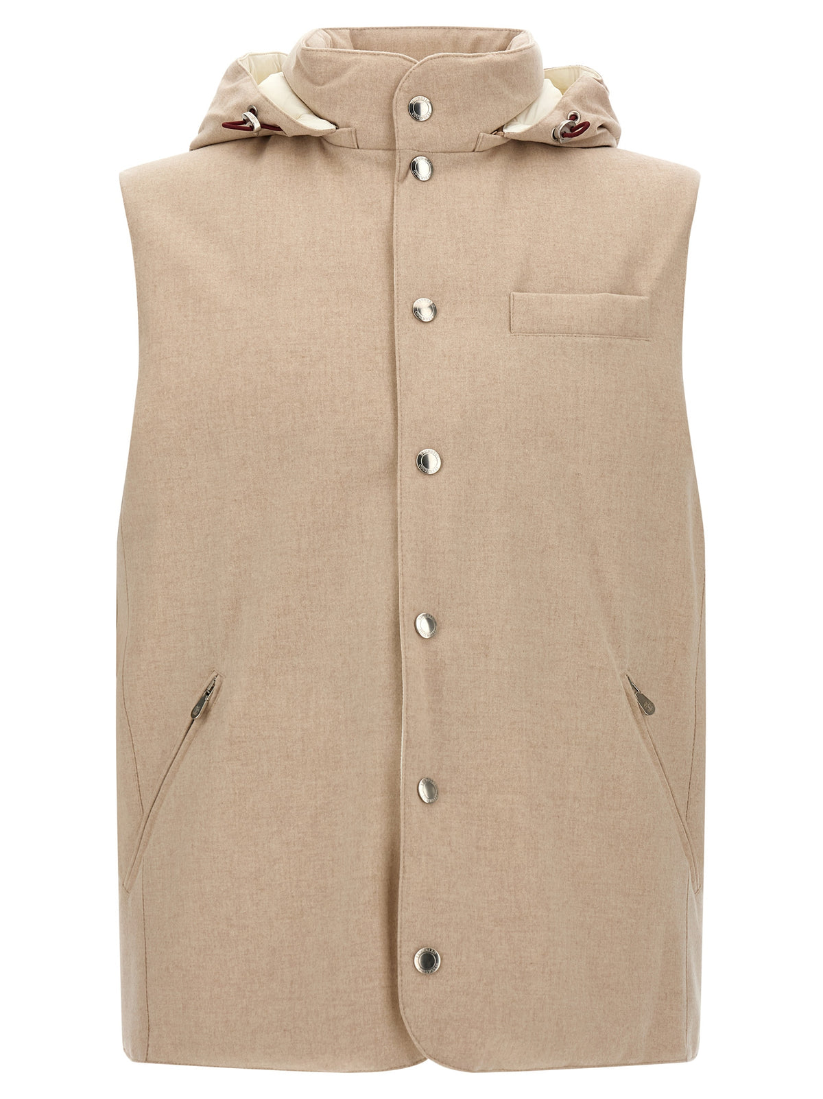 Brunello Cucinelli Beige Wool Sleeveless Jacket