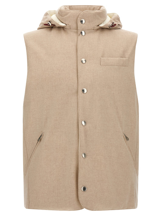 Brunello Cucinelli Beige Wool Sleeveless Jacket
