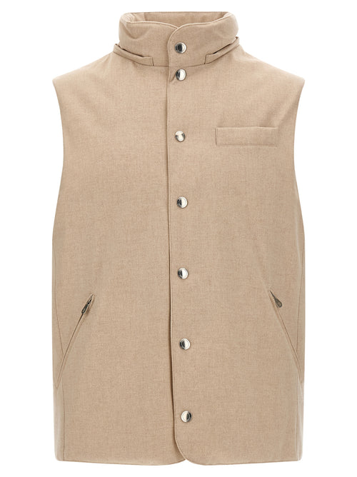 Brunello Cucinelli Beige Wool Sleeveless Jacket
