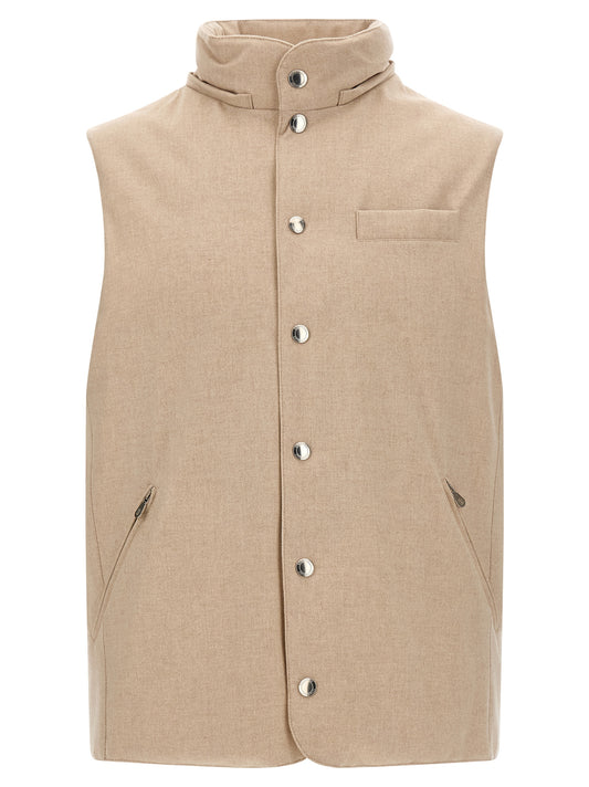 Brunello Cucinelli Beige Wool Sleeveless Jacket