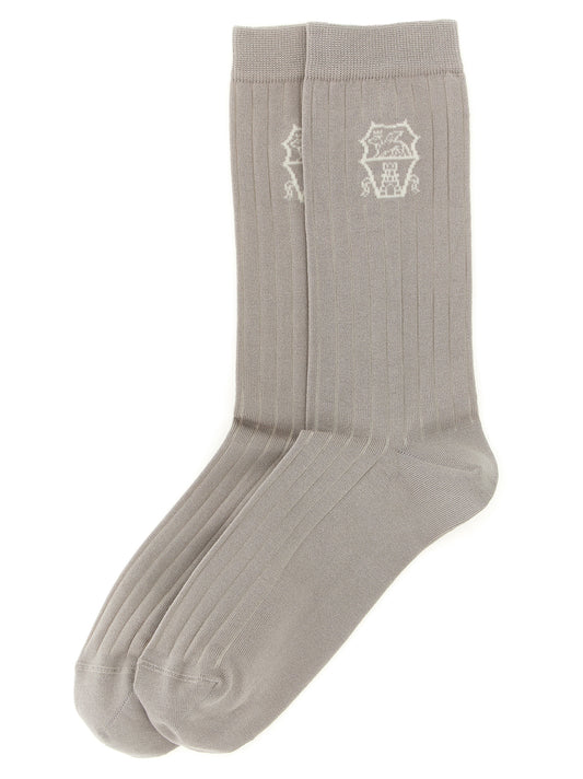 Brunello Cucinelli Gray Cotton Socks