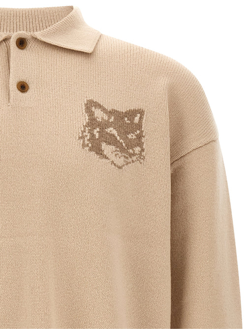 Maison Kitsuné Beige Wool Cardigan