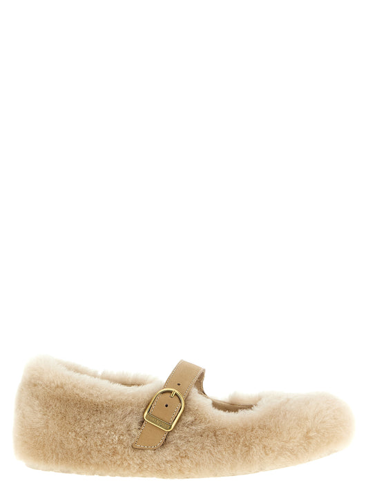 Birkenstock Beige Leather Ballet Flats