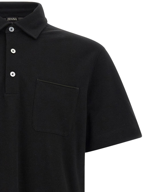 ZEGNA Black Cotton Polo Shirt