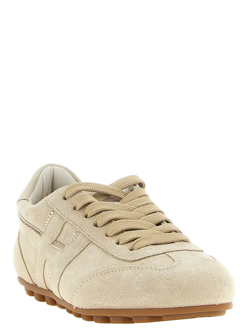 Hogan Beige Calfskin Athletic Sneakers