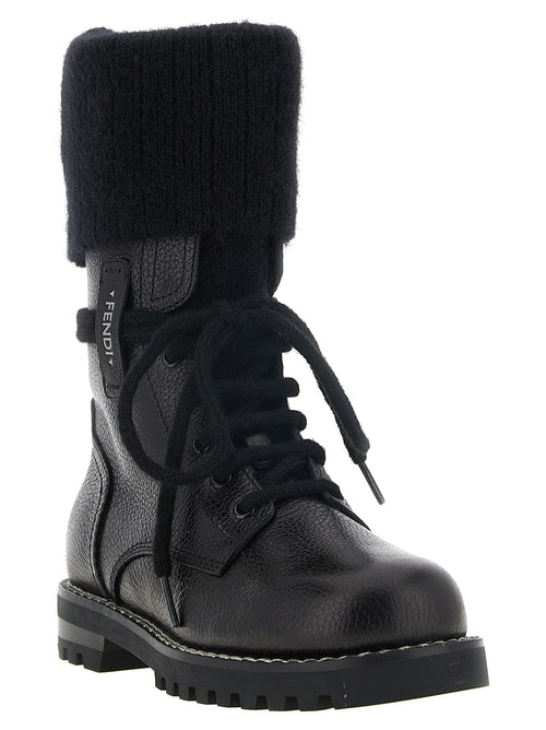 Fendi Black Calfskin Lace-Up Boots