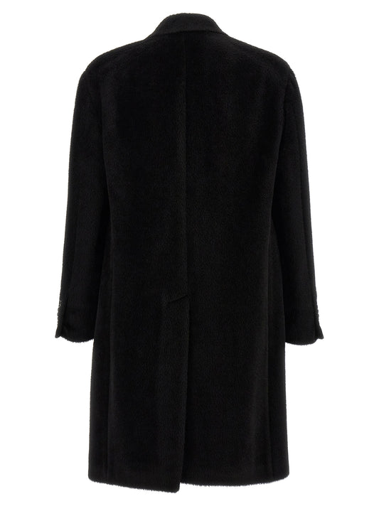 Tagliatore Black Alpaca Leather Coat