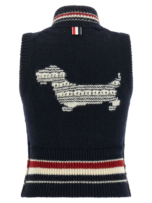 Thom Browne Blue Wool Sleeveless Jacket