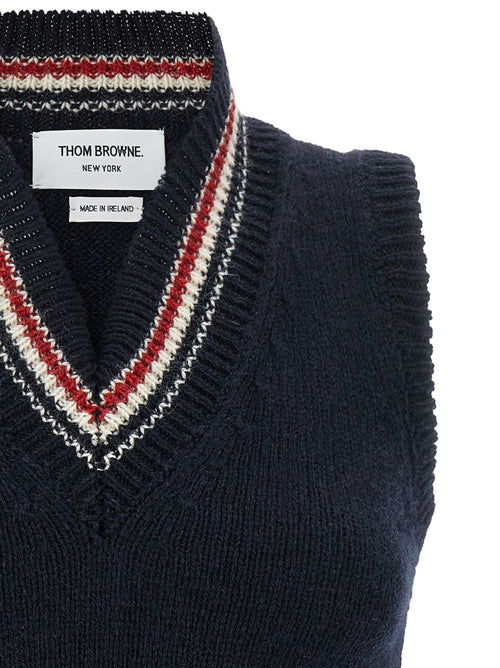 Thom Browne Blue Wool Sleeveless Jacket