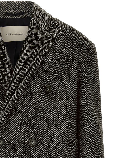 Ami Paris Black Virgin Wool Coat