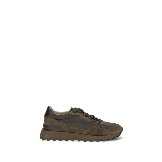 Brunello Cucinelli Brown Calf Leather Athletic Sneakers