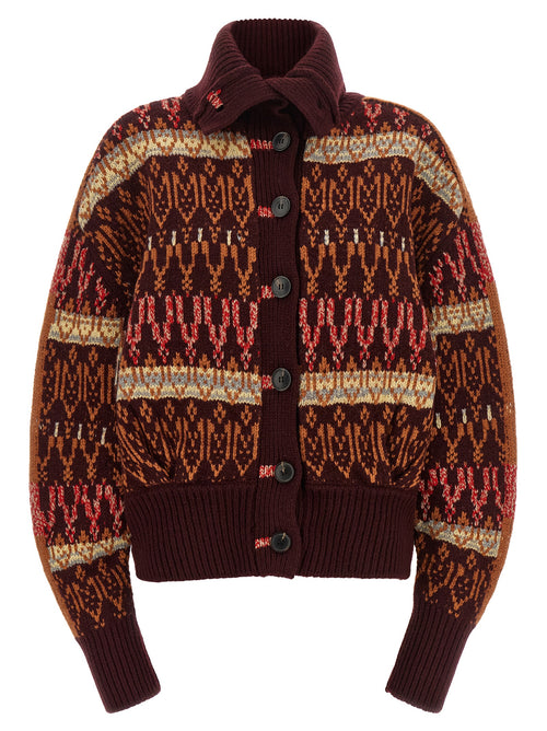 Dries Van Noten Bordeaux Wool Cardigan