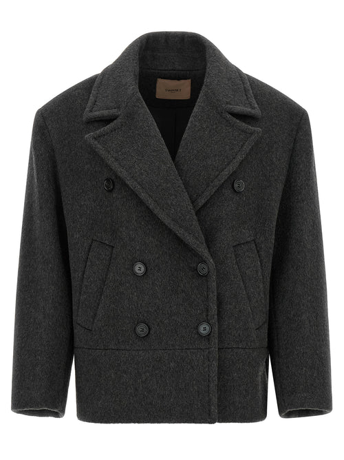 Twinset Gray Wool Coat