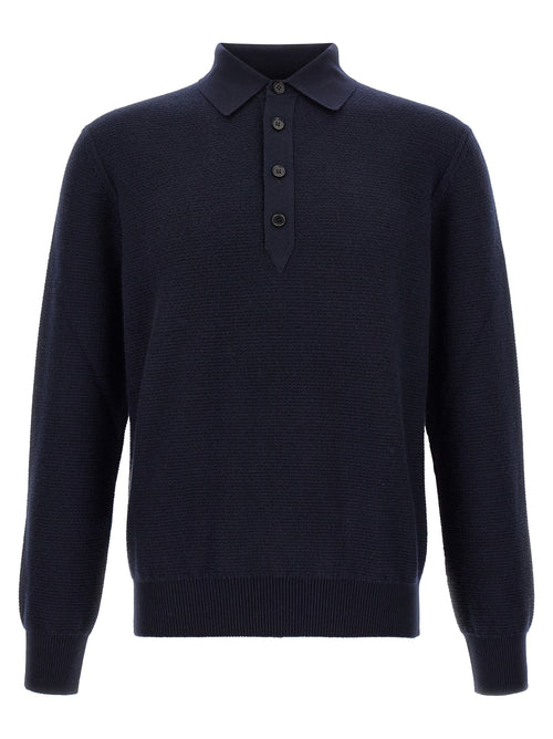 ZEGNA Blue Cashmere Polo Shirt