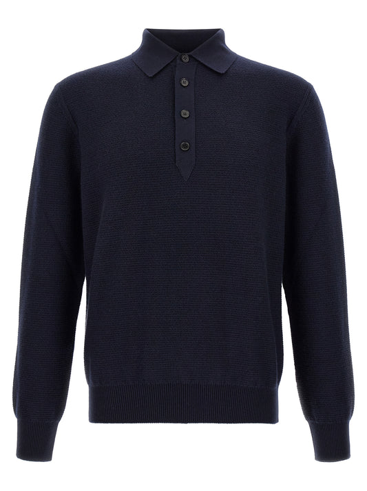 ZEGNA Blue Cashmere Polo Shirt