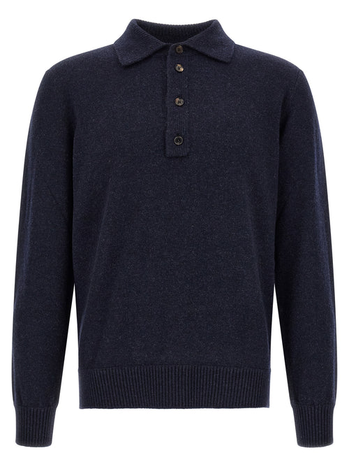 ZEGNA Blue Wool Polo Shirt