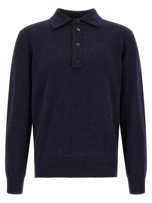 ZEGNA Blue Wool Polo Shirt