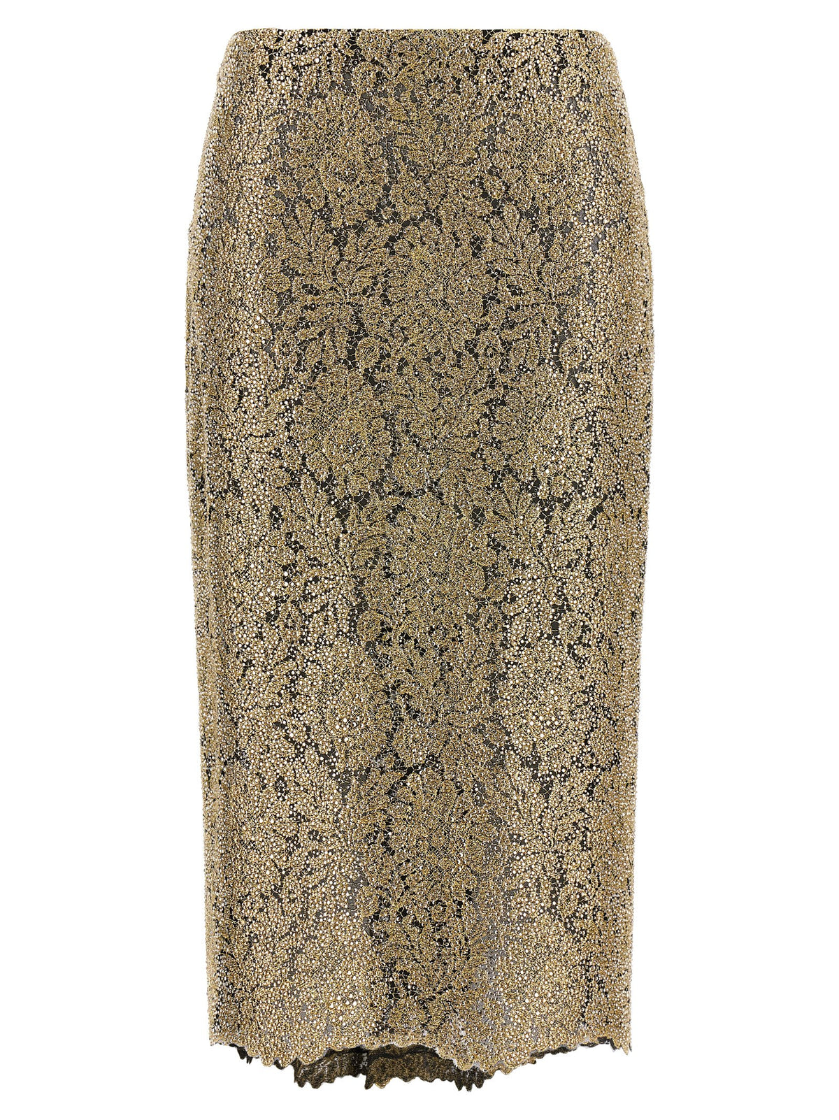 Ermanno Scervino Gold Polyester Midi Skirt