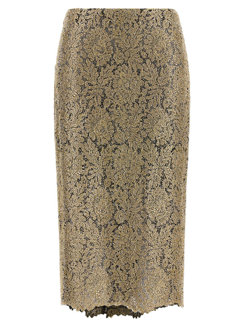 Ermanno Scervino Gold Polyester Midi Skirt