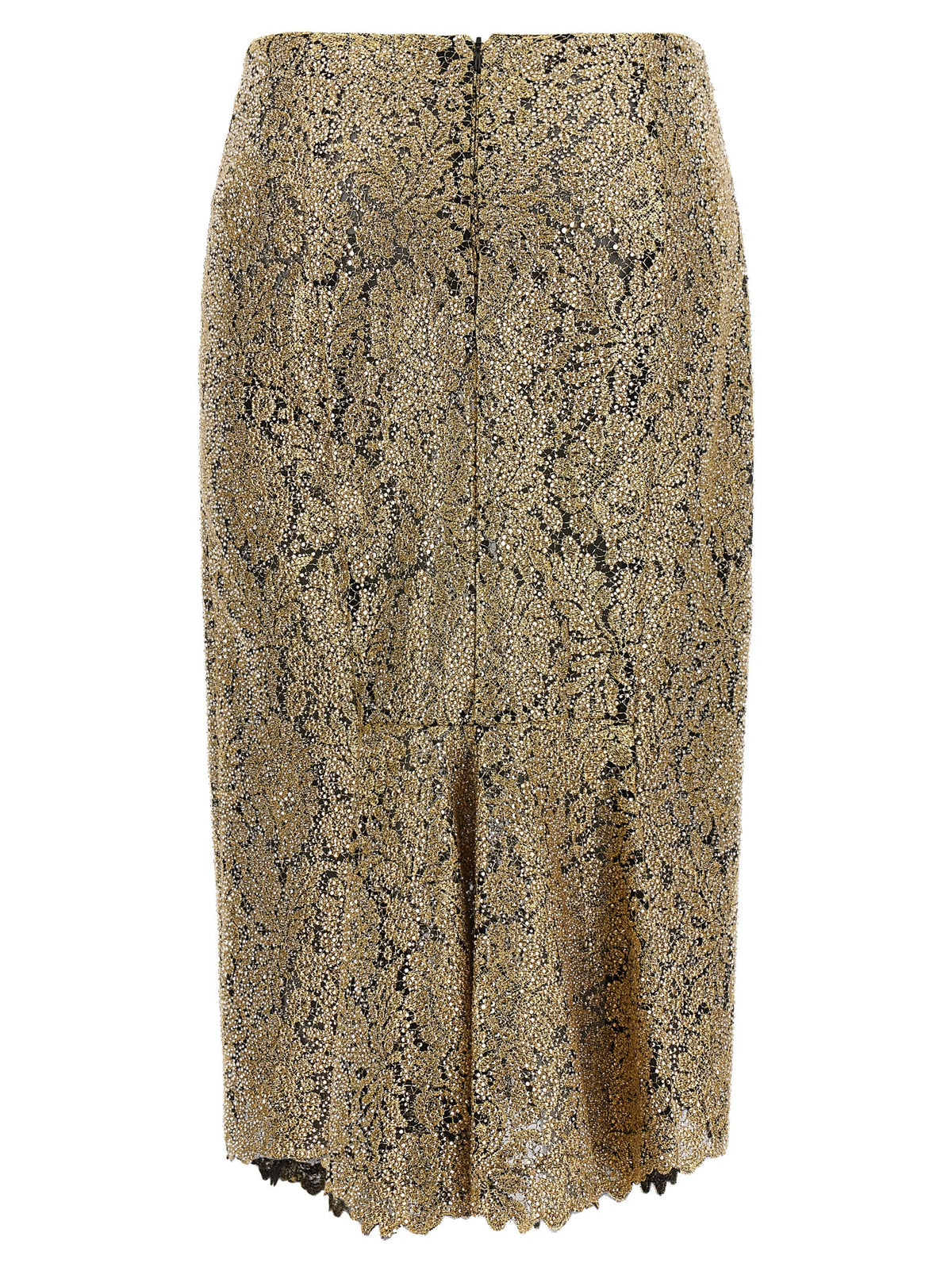 Ermanno Scervino Gold Polyester Midi Skirt