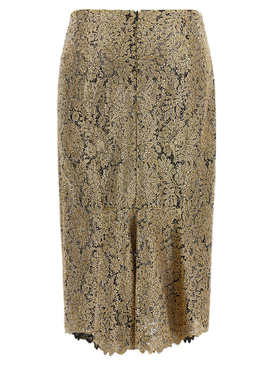 Ermanno Scervino Gold Polyester Midi Skirt