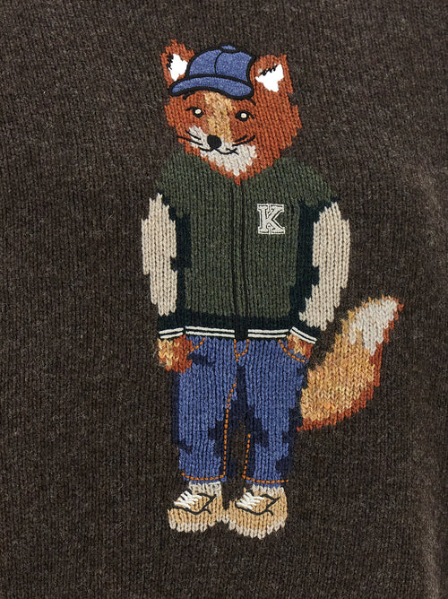 Maison Kitsuné Brown Wool Cardigan