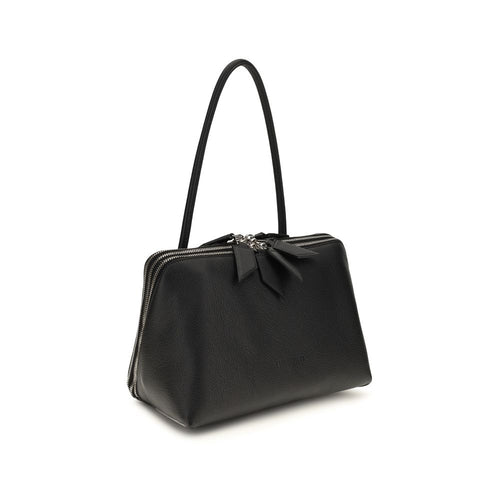 The Attico Black Calf Leather Bos Taurus Shoulder Bag