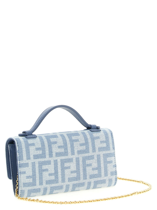 Fendi Blue Cotton Cardholder